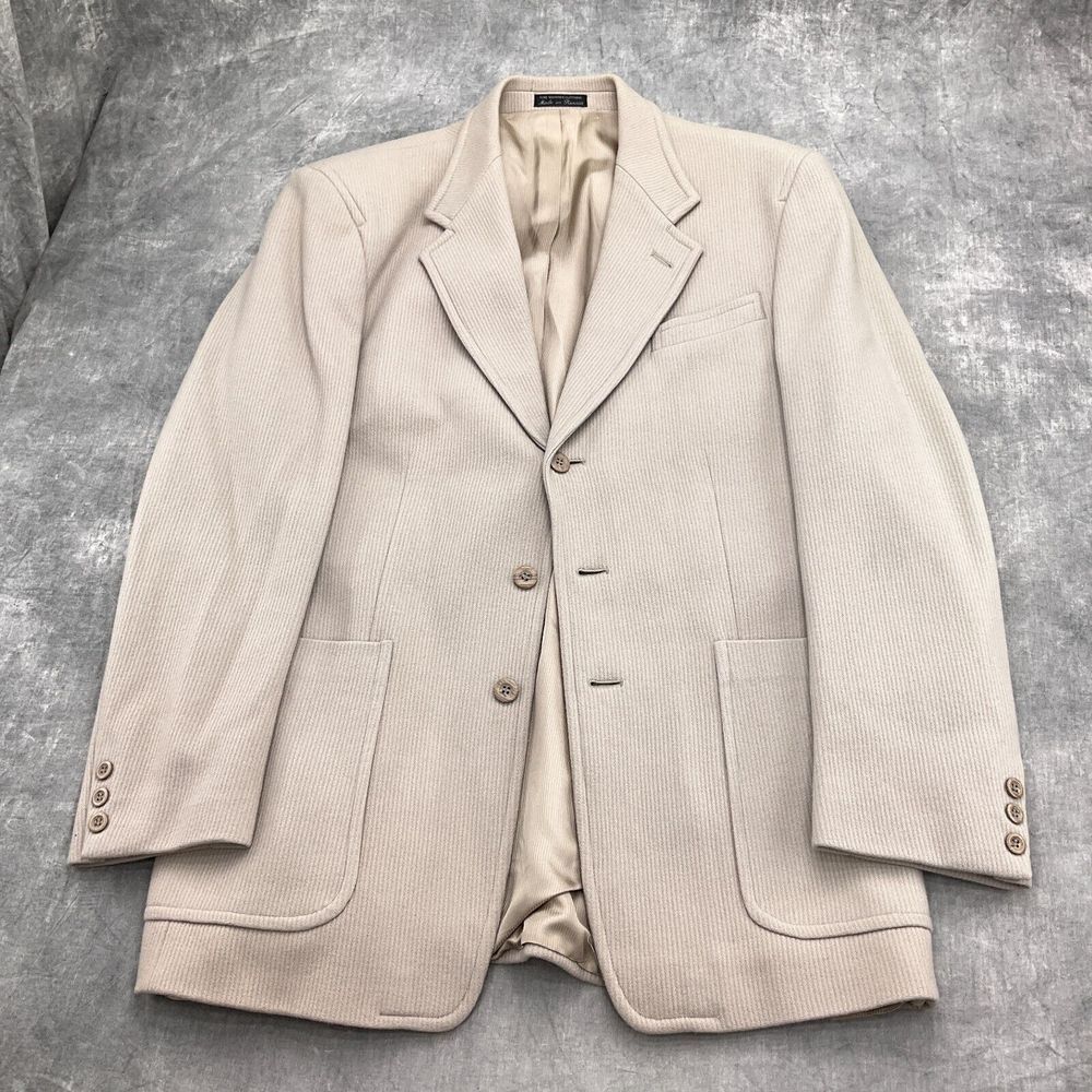 Bachrach Blazer Men 42 Tall Long Beige Wool Cashmere Classic Jacket Russia